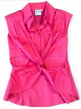 Finley Hot Pink Sleeveless Tie-Front Blouse